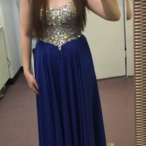 Blue iridescent gemstone prom dress